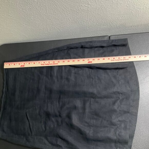 FLAX‎ Linen Skirt Elastic Waist Midi Casual Black Skirt Sz P (XS) Lagenlook - Picture 8 of 9